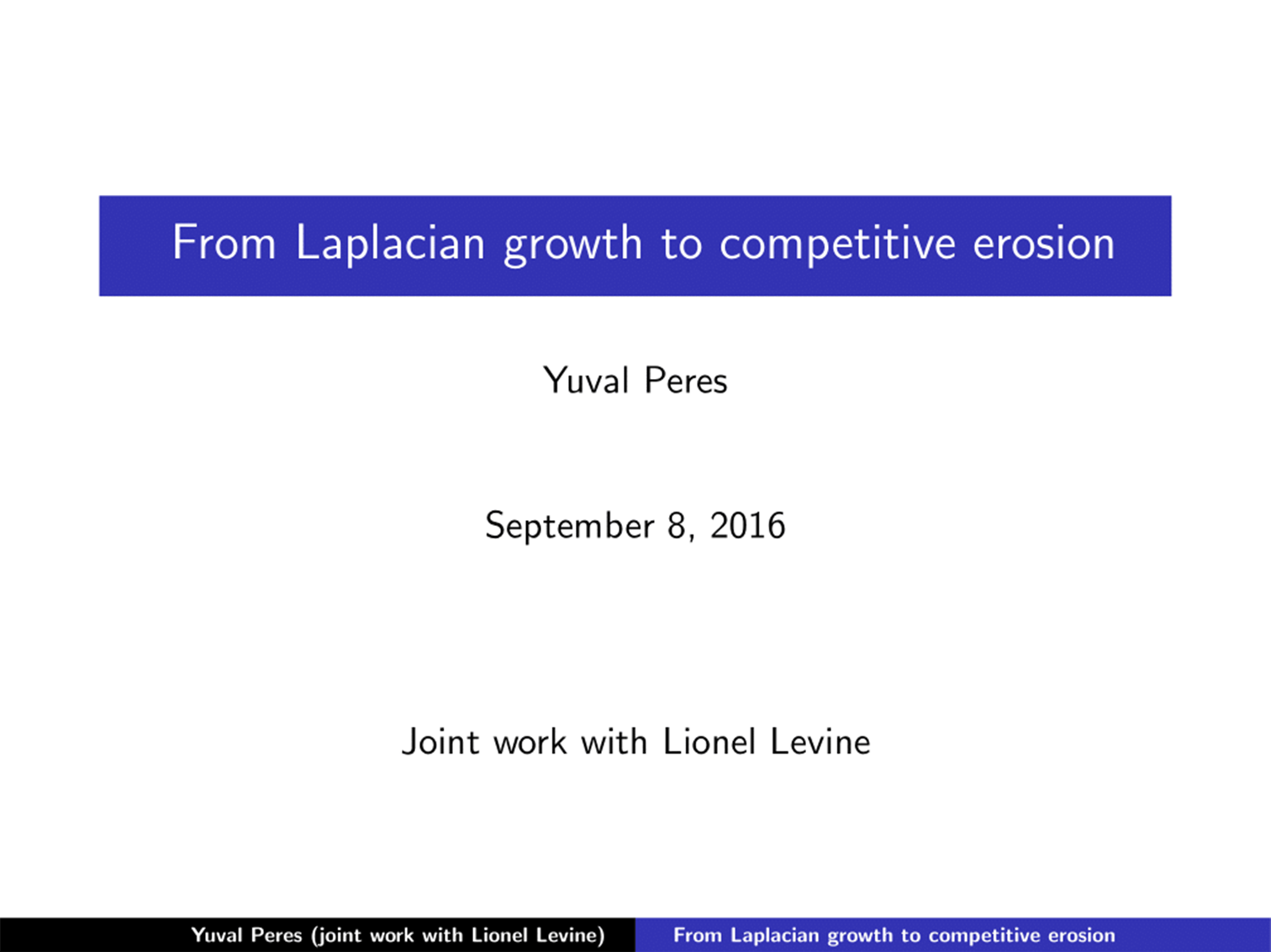 1 - From Laplacian growth to Competitive Erosion